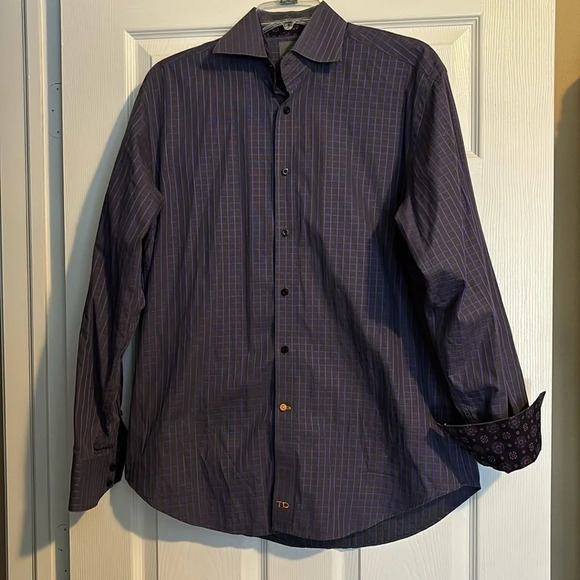Thomas Dean men’s purple long sleeve button down shirt size medium - Picture 1 of 7